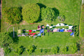 Clothesline with laundry in the wind