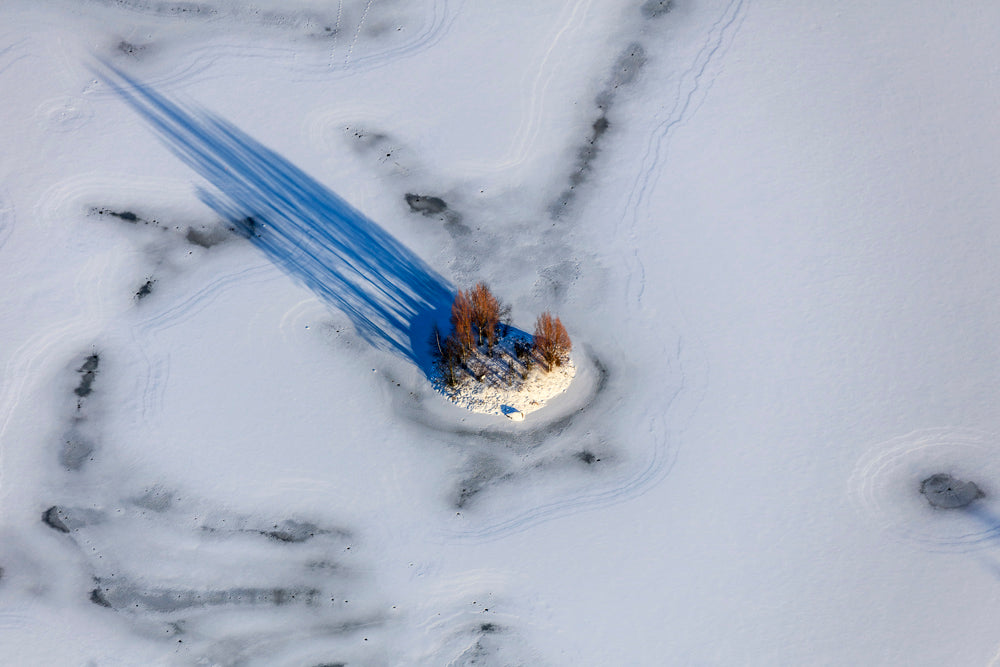 Island in the frozen lake