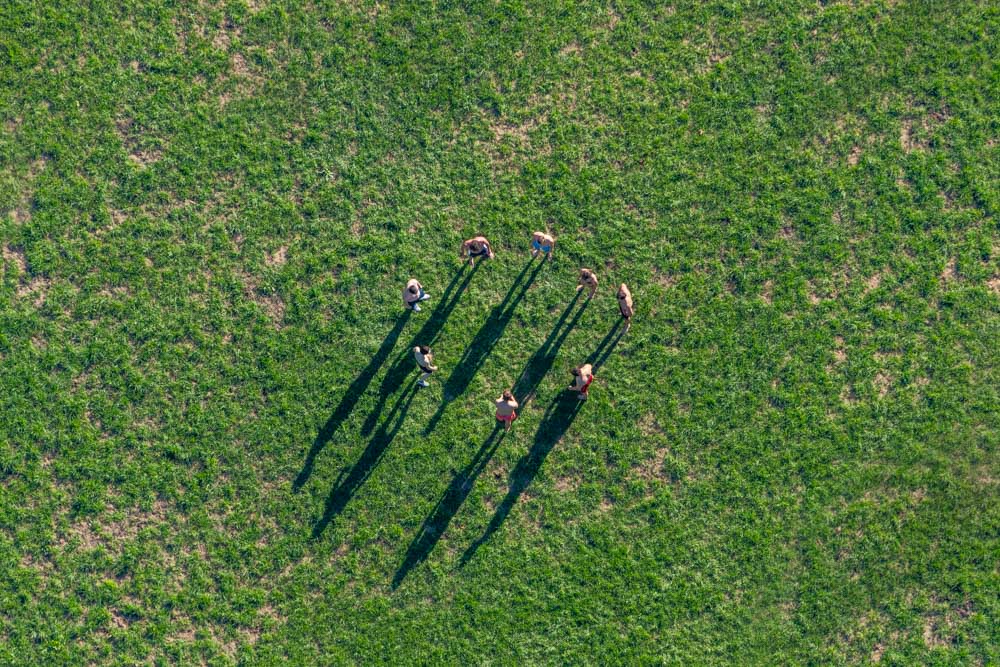 Eight people in a circle