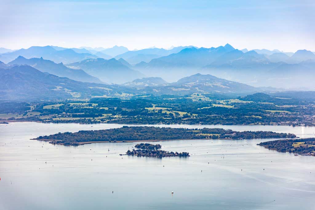 Lake Chiemsee in front of the Chiemgau Alps