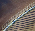 Row of shadow-casting poplars