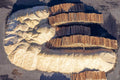 Timber storage area with sawdust from Ladenburg timber mills 