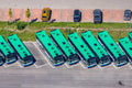 A series of green buses of the MVV 
