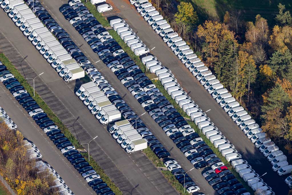 Rows of vehicles for car rental 