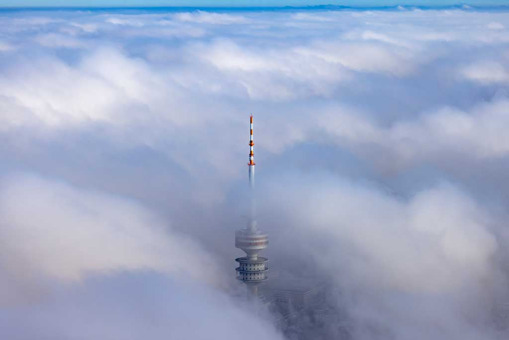 Olympic Tower in the fog 